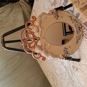 Val Demone Vintage Mirror, White and Blue, Cherubs, Italy